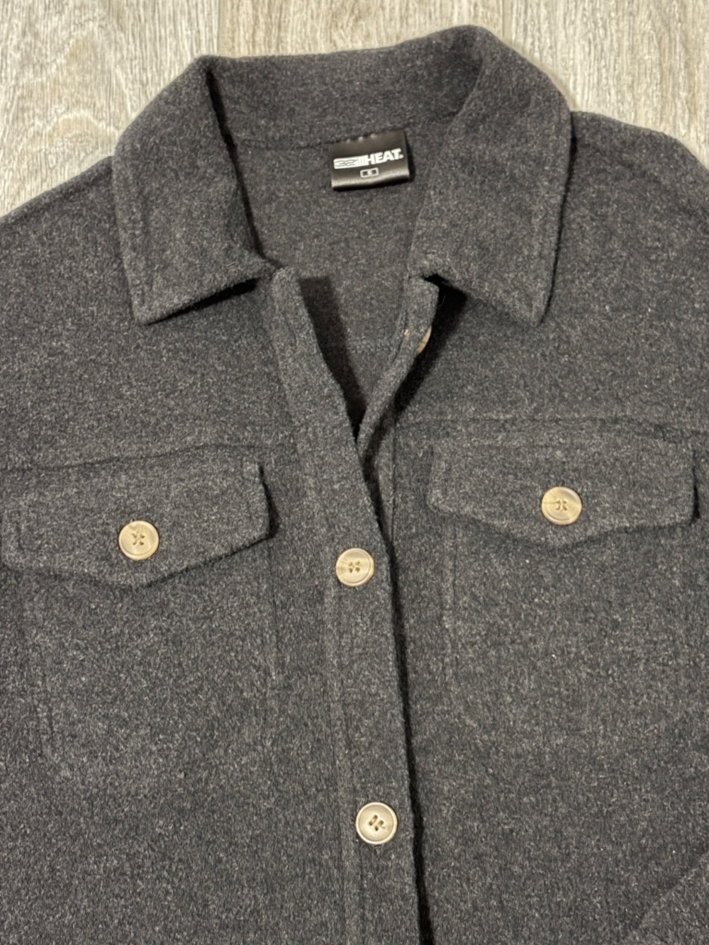 NWOT! Women's 32 Degree Heat Gray Fleece Button Down Shirt - SMALL